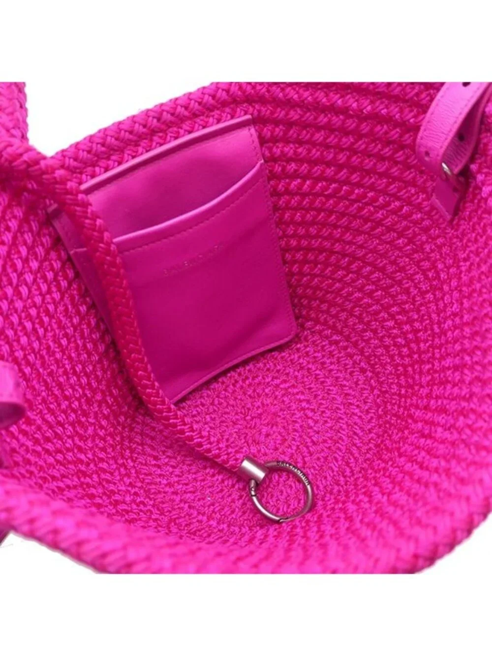 Balenciaga 2-Way Bag Ibiza Basket Bag Nylon Leather Pink Silver Vivid Handbag